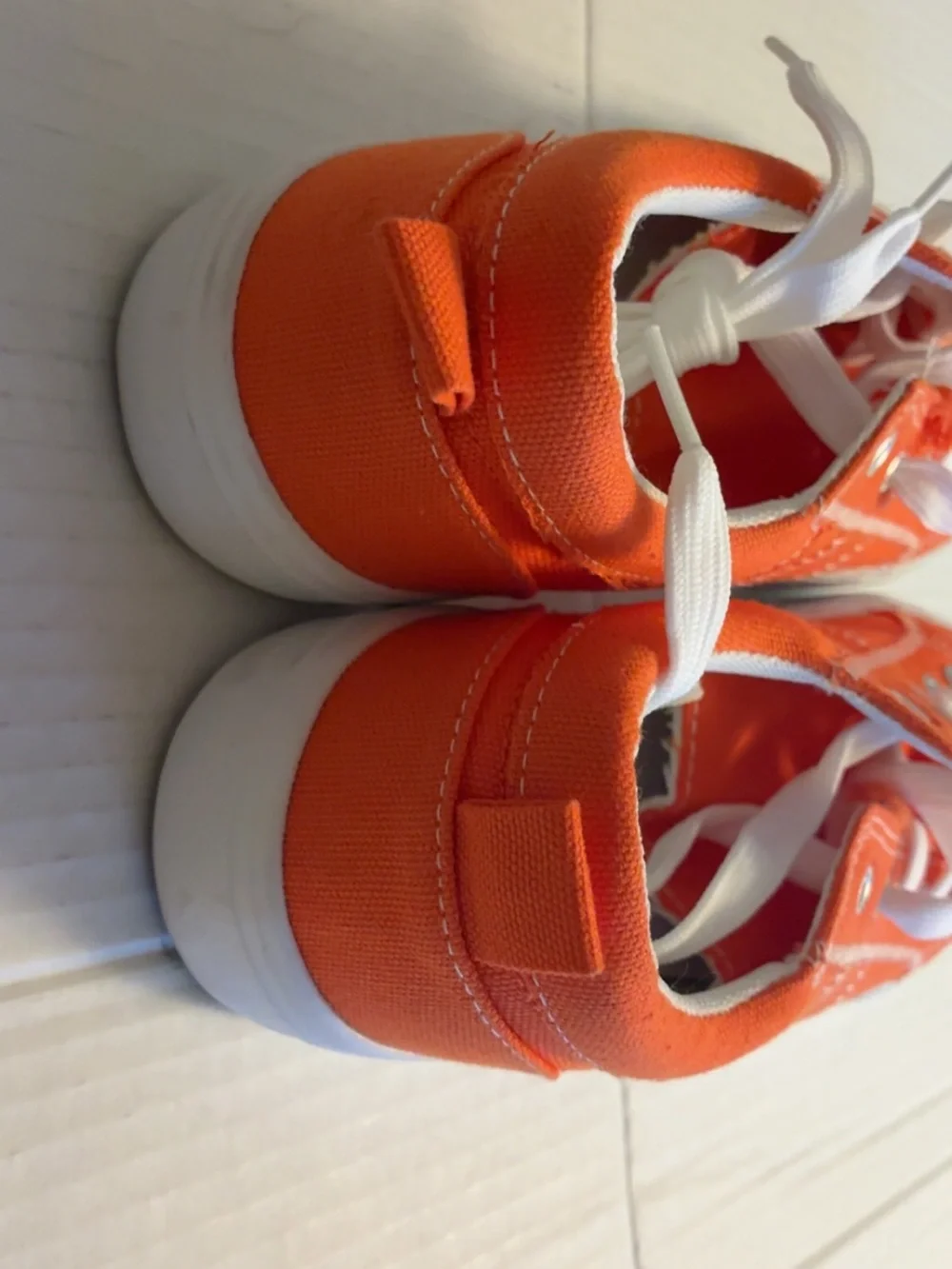 Canvas Lace-Up Sneakers in Bright Orange